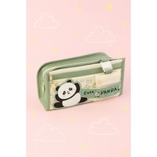 Fillikutum Kawaii Sevimli Panda Çok Bölmeli Geniş Kapasiteli Kalemlik Panda Kalem Kutusu - Yeşil