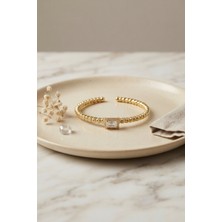 Hayat Store Gold Renk Dorika Model Kare Zirkon Taşlı Kadın Bileklik - Lisinya