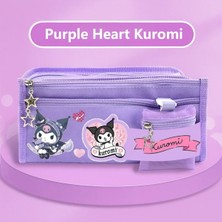 Fillikutum Sanrio Kuromi Kawaii Mor Kalem Kutusu – Yüksek Kapasiteli Çok Gözlü Kalemlik - Mor