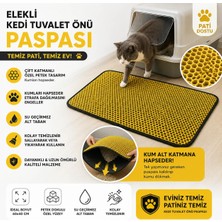 Belirtilmemiş Sarı Kedi Kumu Paspası Elekli Çift Katmanlı Kaymaz Su Geçirmez Kedi Tuvalet Önü Paspası