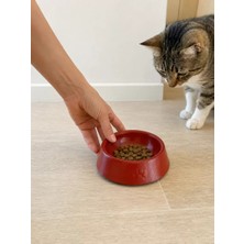 Sh Ticaret Pati Desen Model Beton Kedi Köpek Mama ve Su Kabı 13 cm Çap x 4 cm - Kiremit
