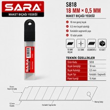 Sara S818 Maket Bıçağı Yedeği – 18 mm x 0,5 Mm, Kırılabilir, 10 Adet