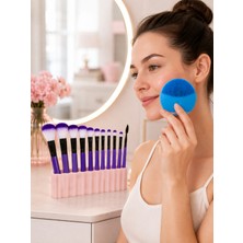 Fantastik Store 12 Parça Makyaj Fırçası ve Silikon Yüz Temizleyici Cihaz Ikili Güzellik ve Kişisel Bakım Seti - Lisinya
