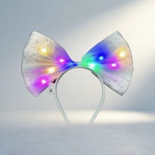 Hsc Bilişim Şık Fiyonk Şekilli LED Işıklı Tül Parti Tacı Beyaz Renkli 25X25 cm