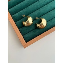 Busradan Design 14K Kaplama Bombeli Vintage Iri Plaka Küpe