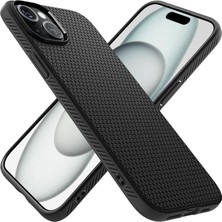 1001 iPhone 15 ile Uyumlu Kılıf Liquid Air Kaymaz Dokulu Yüzey Siyah Kapak - ACS06790 (Spigen Tr Garan