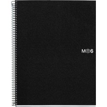 1001 8.5 X11 Kablolu Defter, 6-Konu, Kolej Kareli, Siyah