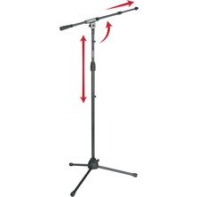 1001 GFW-MIC-2020 | Standart Tek Bölümlü Boom Kollu Tripod Mikrofon Standı