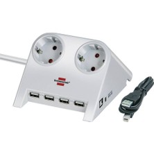 1001 4 x Usb2.0 2.100 Mah 2 Soketli Masaüstü Uzatma Priz Beyaz