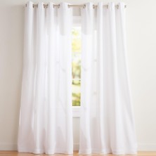 1001 Özel Grommet Top Keten Pencere Perdeleri, Polyester, Kış-Beyaz, 96 Inç Uzunluk