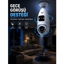 Gece Görüşlü Çift Lens Wi-Fi Ampul Kamera Mobil Takip Destekli - Lisinya