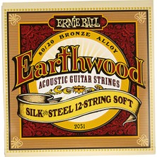 1001 Earthwood Ipek ve Çelik Yumuşak Akustik Gitar Telleri, 12 Telli, 80/20 Bronz, Ölçü 9-46
