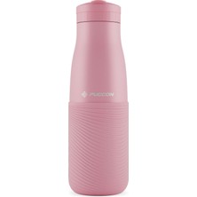 1001 Pembe 500 ml Paslanmaz Çelik Termos - Silikon Kaplı (Dalga) Okul, Günlük, Kamp, Spor - Pipetli M