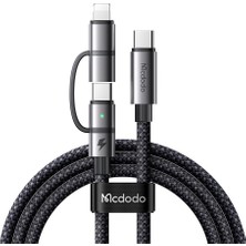1001 CA-0450 Lightning Pd 36W - Type-C 100W Destekli2 Si Bir Arada Şarj Kablosu, Siyah