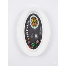 1001 Sert Plastik Kayık Tabak 6'lı Set 32 cm – Kırılmaz, Yıkanabilir, Piknik, Servis ve Sunum Taba
