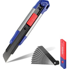 1001 WP212022 18 mm Ağır Hizmet Alüminyum Kasa Maket Bıçağı + 10 Adet Yedek Bıçak