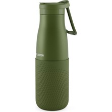 1001 Haki 500 ml Çelik Okul Matarası - Silikon Gövdeli (Nokta) Çelik Termos - 50027