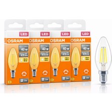 1001 LED Mum Ampul 4W E14 2700K Dimmer Uyumlu 4'lü Paket 470 Lümen Sarı Işık Şeffaf Filament Ampul