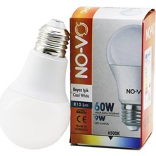 1001 No-Vo 9W=60W E27 Beyaz LED Ampul 6500K - 810LM (5282)