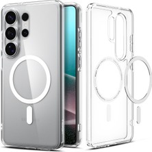 1001 Galaxy S26 Ultra ile Uyumlu Magnet Kılıf Ultra Hybrid Mag Fit Sararmaya Dayanıklı Beyaz Şeffaf