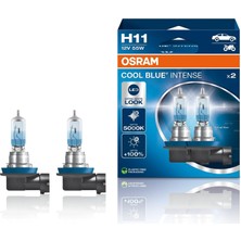 1001 Cool Blue Yoğun H11, +%100 Daha Fazla Parlaklık, 5.000K'YA Kadar, Halojen Far Lambası, LED Görü
