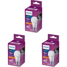 1001 75W LED Ampul, 2700K Sarı Işık, E27 Normal Duy Sarı 3lü Paket
