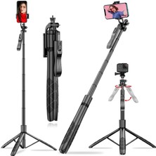 1001 JST40 Alüminyum Tripod Monopod Selfie Çubuğu Kumandalı Android iPhone Gopro Uyumlu