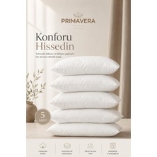 1001 Primavera Premium Silikonize Elyaf Dolgulu Uyku Yastığı 5'li Set – 800 gr – Yumuşak ve Dolgu