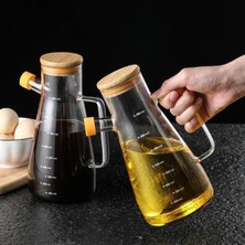 1001 2 Adet Bambu Kapaklı Borosilikat Cam Yağdanlık 900 ml MIT1071