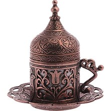 1001 (1 Adet Türk Yunan Arap Kahvesi Espresso Fincanı Tabağı (Lale) (Antik Bakır)