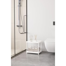 1001 Beyaz 2 Katlı 33X40 Ekstra Geniş Düzenleyici Mutfak ve Banyo Rafı Sehpa