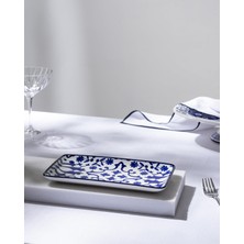 1001 Reve Bleu Ellis Dikdörtgen Tabak - 22 cm - Mavi/beyaz