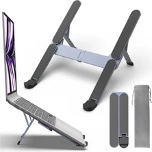 1001 Katlanabilir Alüminyum Laptop Standı 6 Kademeli Pedli Ergonomik Yükseltici Cep Boyu Taşınabilir
