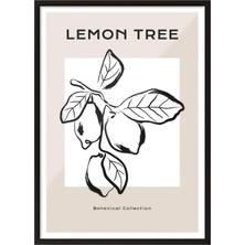 1001 Siyah Çerçeveli Tablo Limon Dalı – Botanik Çizim Mutfak Dekoru Poster 101483, 30 x 40