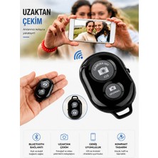 Moxti Bluetooth Uzaktan Kumanda, Pilli Tüm Telefonlara Uyumlu Kolay Video, Selfie ve Fotoğraf Çekme Uzaktan Bağlantı Özelliği