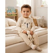Minamino Kids Erkek Bebek Bej Renk Kulak Detaylı Kışlık Takım