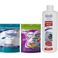 1001 Renkli Beyaz Çamaşır Yıkama Tozu 1000 gr ve Çamaşır Aktif 1000 ml Temizlik Paketi