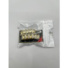AG23 Tasarım Taşlı Baklava Detaylı Alt Üst Takım Gold Altın Renkli Grillz Dişlik