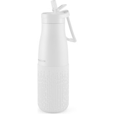 1001 Pipetli 500 ml Beyaz Paslanmaz Çelik Matara/suluk - Silikon Gövde (Yağmur) - 50013