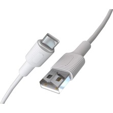 1001 Coral USB A-C Hızlı Şarj Kablosu (Beyaz + Beyaz Uç) (120 Cm)