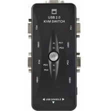 1001 4 Port USB Kvm Switch, 4 Kasa 1 Monitör Switch, 4 Bilgisayarı Tek Elden Yönetin