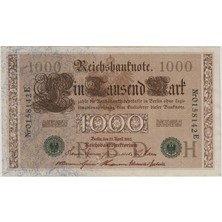 Banknoting Almanya 1000 Mark 1910 Yeşil Mühür. Iı. Wılhelm Dönemi. Çilaltı+