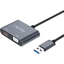 1001 Usb-A To 4K 30Hz HDMI ve 1080P 60Hz VGA Görüntü Çevirici Kablo