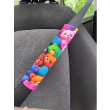 1001 Sevimli Ayıcık Desenli Emniyet Kemeri Pedi, Voleur Kumaş, Ekstra Yumuşak, 2 Adet, Premium Dijita