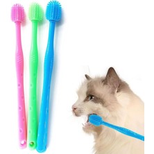 1001 Kedi Diş Fırçası, 3 Adet Silikon Evcil Hayvan Diş Fırçası Seti, Saklama Kabı Dahil, Tam Çe