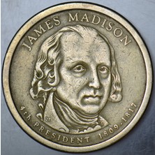 Banknoting Amerika 1 Dolar 2007 P Başkanlar Serisi-James Madison 26 Mm.