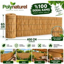 Polybotum Premium Doğal Kamış Hasır Balkon Çiti 65X400 cm | Sık Dokuma | Dayanıklı | Bahçe, Teras ve Balkon Için Dekoratif Gizlilik Çiti