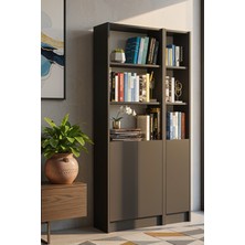 Yeti Mobilya FLAT85 Kitaplık 3 Kapaklı Kütüphane Çok Amaçlı Dolap Antrasit