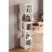 Belirtilmemiş Kitaplık Ahşap Dekoratif Raf 5 Katlı Modern Çok Amaçlı Kitaplık Salon Ofis Kitaplığı 7067 Beyaz