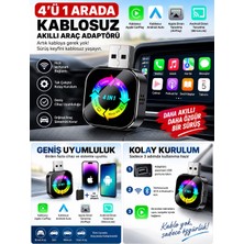 Azurtech 4’ü 1 Arada Kablosuz Carplay Android Auto Adaptörü USB + Type-C